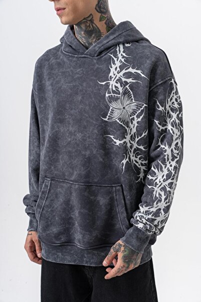 Respire Ανδρικό μπλουζάκι με κουκούλα με στάμπα Far From Basic, με κουκούλα, μαύρο