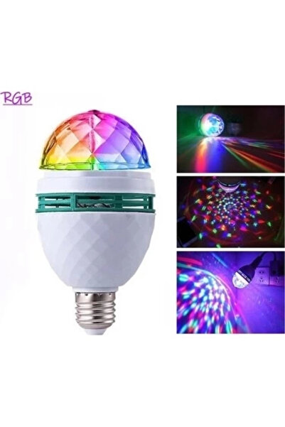 ÇERÇİCİ Colorful Disco Bulb Socket Apparatus with Rotating Head and Gift