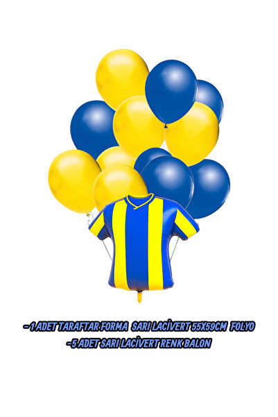 Evabrite Fan Yellow Navy Blue Jersey Shaped Foil Balloon Set - Foil Balloon Birthday Party Set