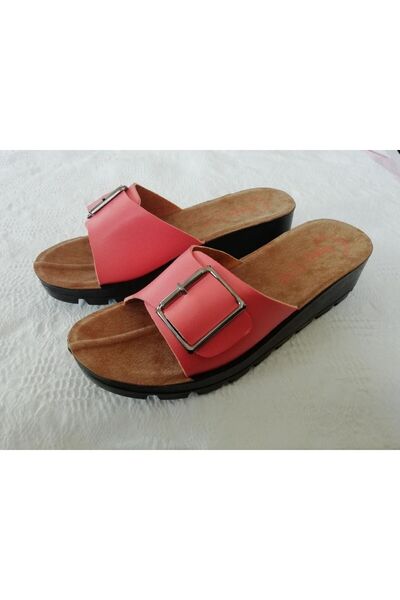 B&B Co. Women's Anatomical Sole Salmon Color Single Buckle Daily Slippers