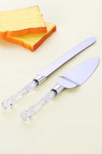 HSDemirci طقم تقديم الكيك من الفولاذ المقاوم للصدأ مكون من قطعتين، طقم سكاكين...