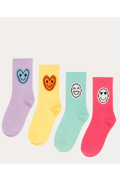 Katia&Bony Children's 4-Piece Smiling Face Emoji Socks