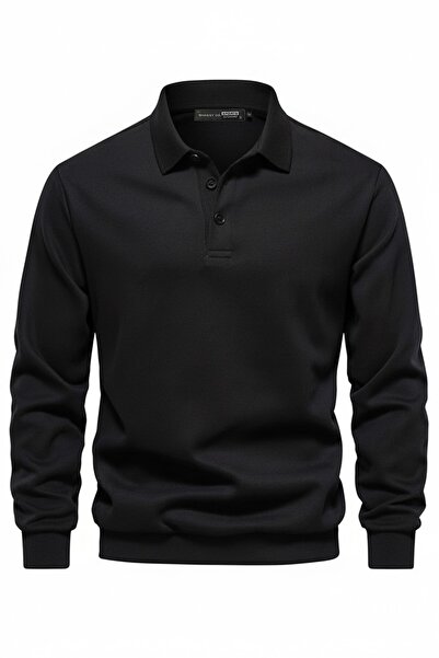 GHASSY CO. Erkek Retro Renk Bloklu Pamuklu Gömlek Yaka Sweatshirt