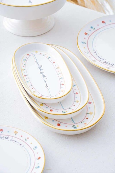 Evimin Eşyası Livaldi 3 Piece Boat Plate Set