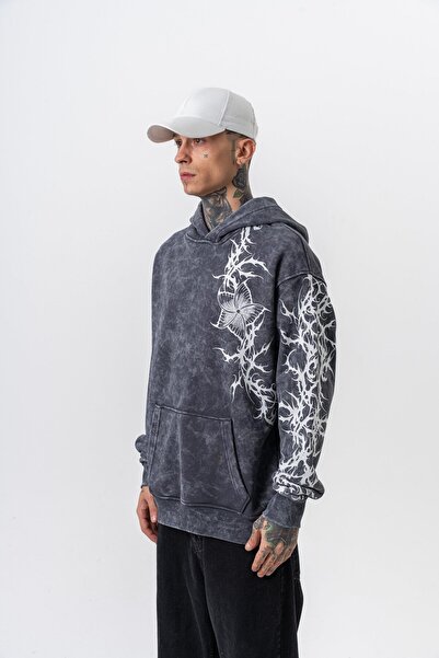 Respire Ανδρικό μπλουζάκι με κουκούλα με στάμπα Far From Basic, με κουκούλα, μαύρο