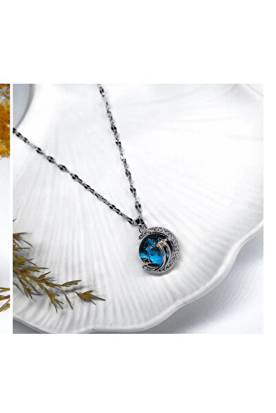 Kudi Gökyüzü gümüş renk çelik kolye