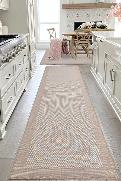 SANRUGS Home & Living Bej ve Krem Renkli Çerçeveli Sisal Dokuma Hav ve Toz Ve...