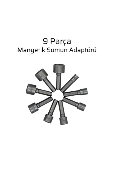 sengenegel Manyetik Somun Adaptörü 9 Parça 5-13 Mm Arası Lokma Takımı