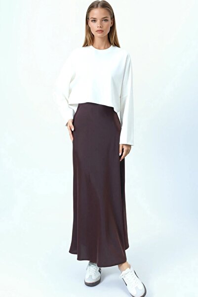 VAGGON High Waist Basic Satin Skirt