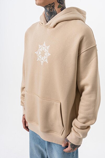 Respire Ανδρικό κουκούλα με κέντημα Itsbyzey Oversize Hoodie Beige