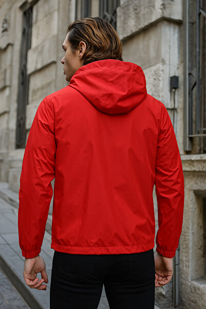 comstar Men's Lined Red Windbreaker & Raincoat with Plenty of Pockets