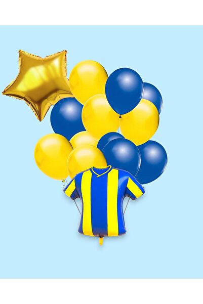Evabrite Fan Yellow Navy Blue Jersey Shaped Foil Balloon Set - Star Foil Birthday Party Set