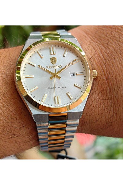 Raymond Gold Silver Steel Men's Wristwatch