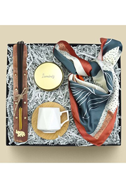 Trendmiya Çubuk Tütsü & Porselen Fincan & Mum & Fular Hediye Seti