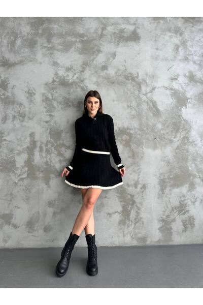 asur boutique Asur Boutique Women's Polo Neck Skirted Standard Size Suit