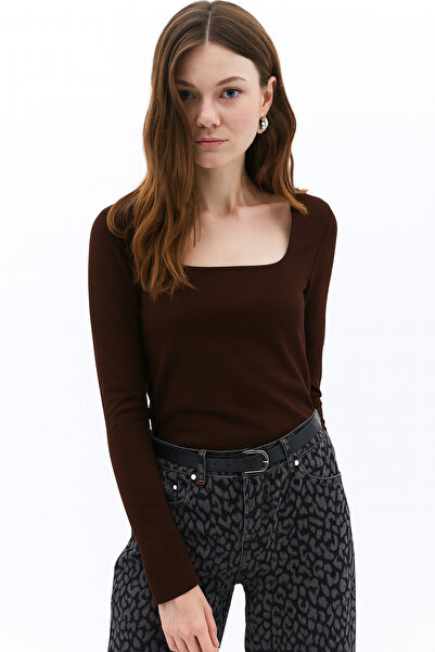 MERİCEY Women's Modal Fabric Square Neck Long Sleeve Blouse - Basic, Comfortable and Stylish