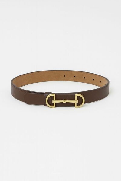 Çantacımstore Women's Thin Faux Leather Belt D Gold Buckle Brown