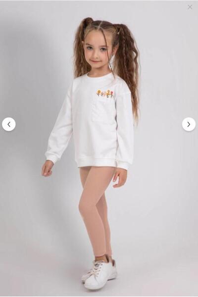 RAPAPA Girl's Floral Embroidered Sweatshirt and Basic Leggings Combination - 2 Piece Set 9812