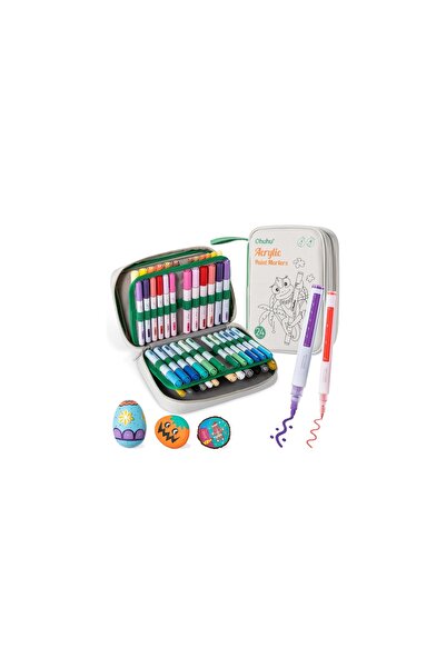 Ohuhu Set of 48 Acrylic Paint Markers, 24 Fine Tip and 24 Round Tip, Reversible Tip, Multicolor