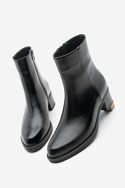 Marjin Women's Zippered Thick Heel Daily Boots Zuvita Black