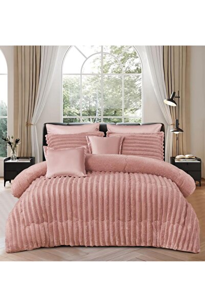 123XXCXMNC Winter velvet striped bedspread with elegant and engraved designs for two people, 7 pieces