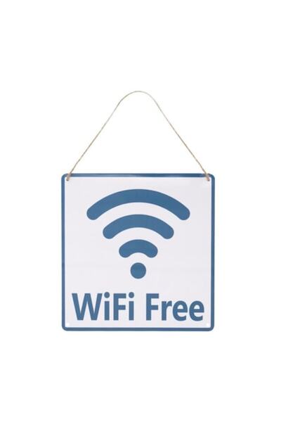 Bibilel Placă de avertizare fără WiFi, metalică, 20 x 20 cm, albă