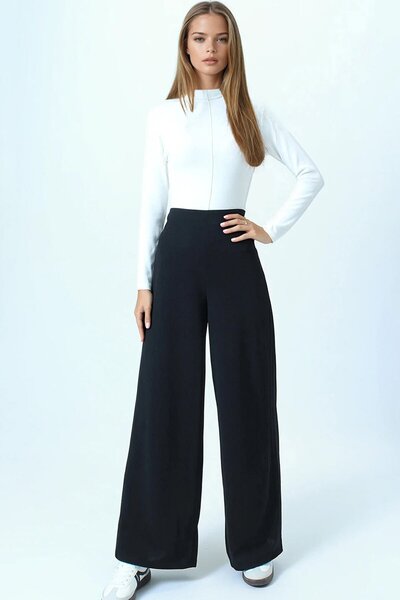 VAGGON High Waist Zipper Closure Palazzo Pants