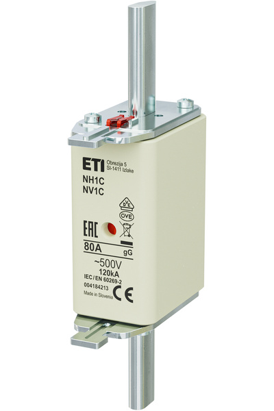 Eti Fuse gG MPR NH1C, alternating current, 80A, 500V, 120kA, 004184213,