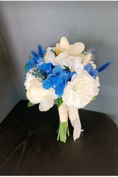 Merveparti Lacivert Mavi Gelin Çiçeği, Gelin buketi ,şakayık manolya Mavi