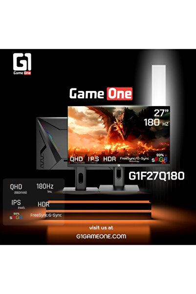 GAMEONE G1F27Q180 – 27" QHD IPS, 180Hz, 0.5ms Gaming Monitor