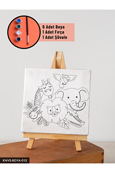 CeSht Şövaleli Kanvas Tablo Boyama Seti Şövale Fırça Boya Dahildir