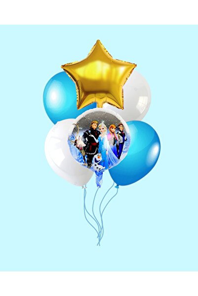 Evabrite Frozen Elsa Round Foil Balloon Set -Star Foil Birthday Party Set