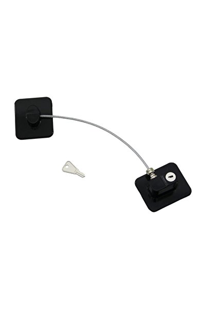 The LOG INVEST Black Plate Rope Safety Lock 5X6Cm Adhesive Mounting=2Pcs Plate Rope=18.8Cm