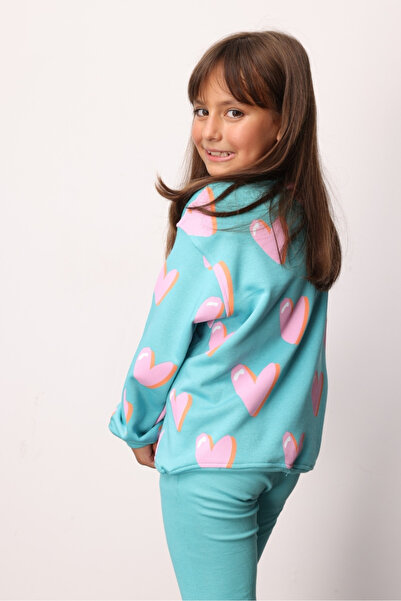 Le Mabelle Mint Kalp Baskılı Kız Çocuk Eşofman Takımı - Bonnie