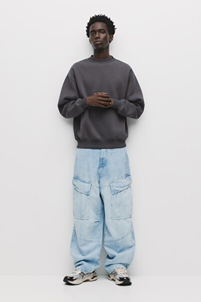 Pull & Bear Basic bisiklet yaka sweatshirt