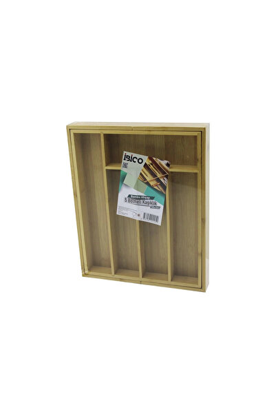 The LOG INVEST 5 Compartment Wooden Bamboo Spoon Holder 30X34Cm