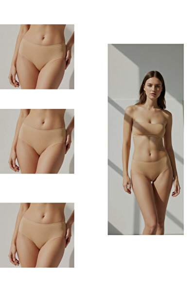 Fanwet Γυναικεία εσώρουχα μπικίνι με ψηλόμεσο βασικό κόψιμο με λέιζερ 3 συσκε...