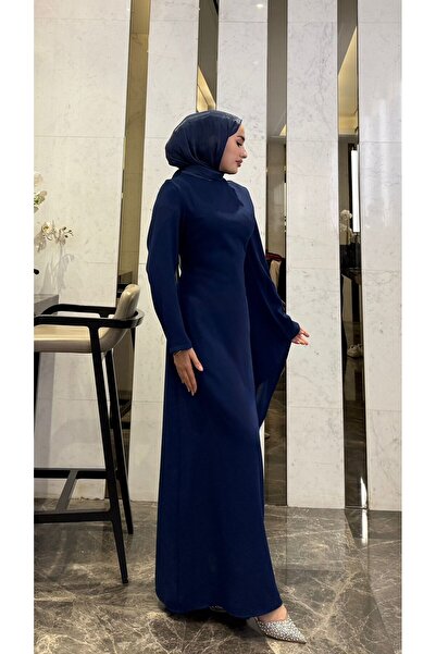 modadeywearst Kuyruk Detaylı Drapeli Tesettür Abiye Elbise