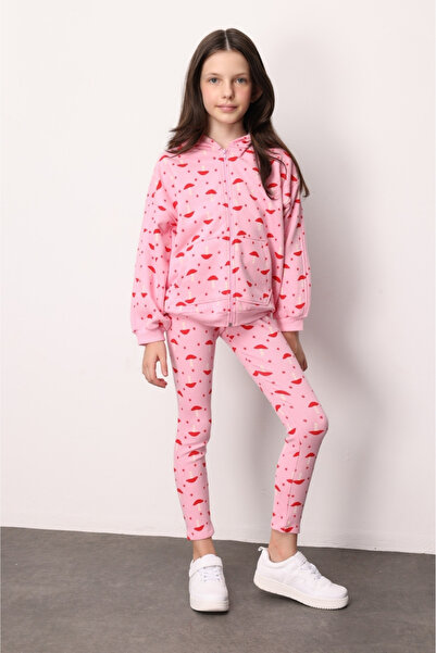 Le Mabelle Σετ αθλητική φόρμα για κορίτσια με κουκούλα με ροζ σχέδιο - Nell