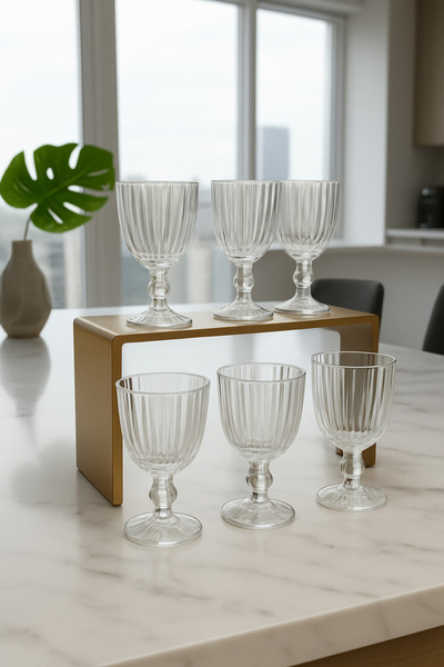 Dia Set of 6 Crystal Glass Coffee Side Water Glasses Mugs Cups