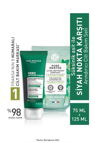 Yves Rocher Süksinik Asitli Siyah Nokta Karşıtı Cilt Bakım Seti – Arındırıcı