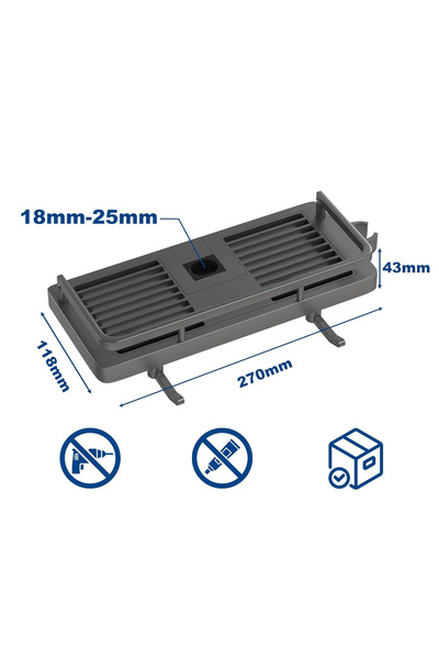 OEM Shower holder, gray, pipe-mounted, with hooks, no drilling