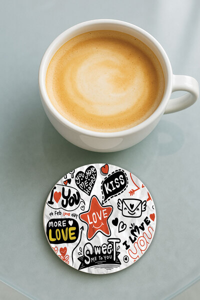 Cekuonline قاعدة كوب دائرية من البليكسي جلاس مع نقش مطبوع، قاعدة فردية بتصميم مور لوف