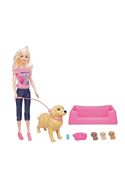 OEM Set papusa manechin, cu animale de companie, 8 piese, 3 ani+