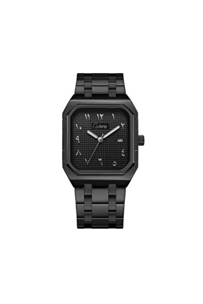 catera Men's steel watch with Arabic numerals in black