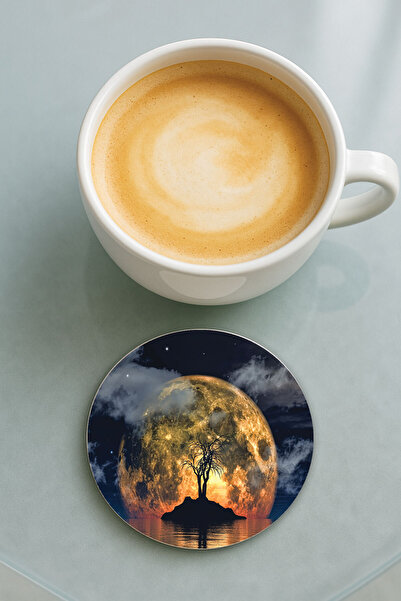 Cekuonline قاعدة كوب دائرية من البليكسي جلاس مع نمط مطبوع لجزيرة غامضة