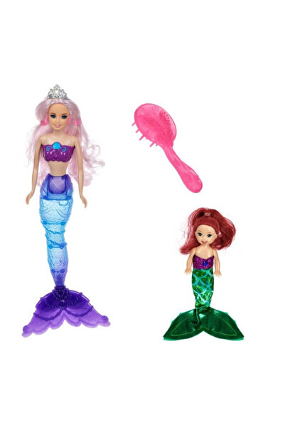 OEM Set papusa manechin cu copil, sirena mama isi schimba culoarea cozii, 3 p...