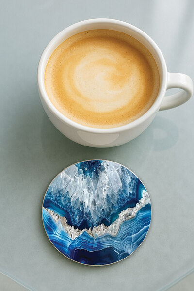 Cekuonline قاعدة كوب دائرية من البليكسي جلاس مع نمط مطبوع من الرخام الفردي