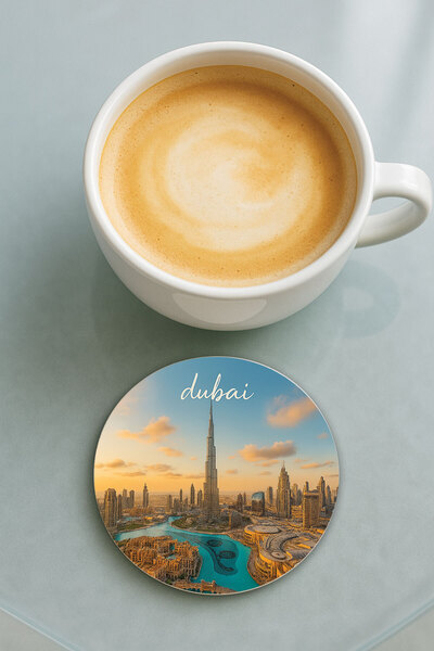 Cekuonline قاعدة كوب دائرية من البليكسي جلاس مع نقش مطبوع فردي دبي