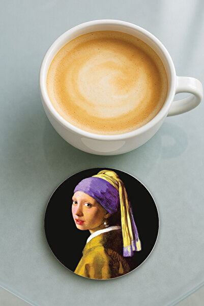 Cekuonline حامل أكواب دائري من البليكسي مع نمط مطبوع وقرط لؤلؤة منفرد